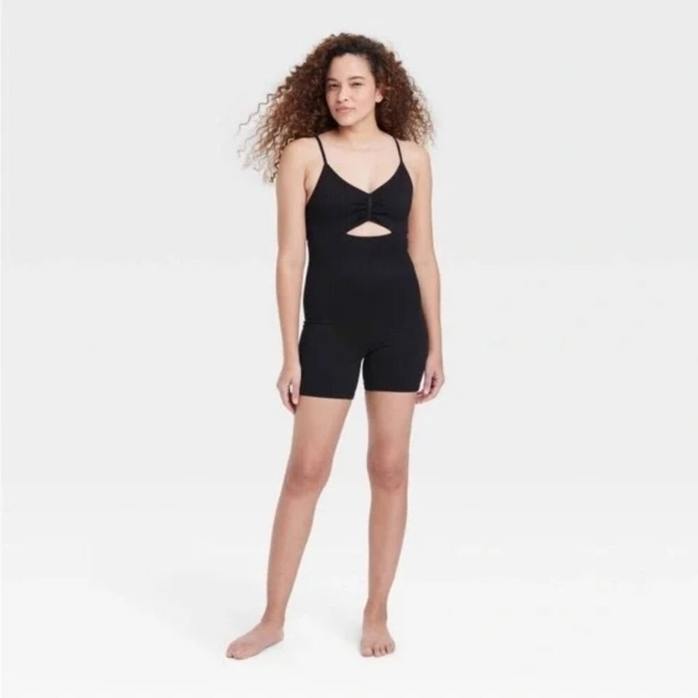 NEW Colsie Ribbed Cut-Out Romper - Black